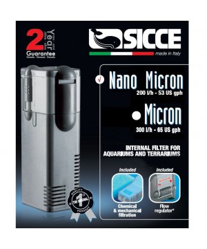 Внутренний аквариумный фильтр SICCE (Сичче) MICRON NANO, 200 л/ч для аквариумов до 50 л.