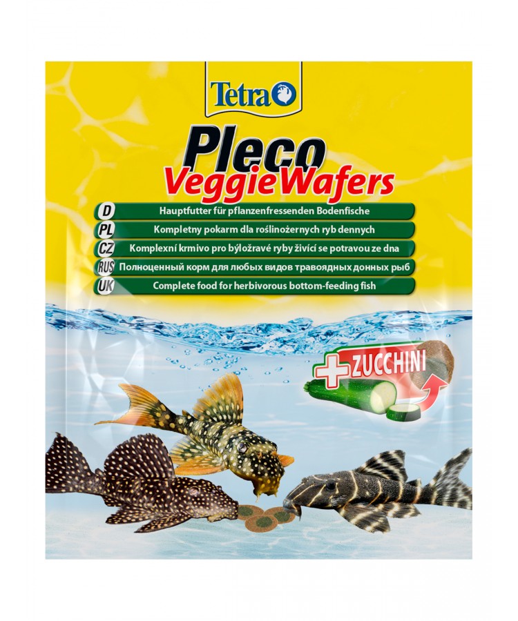 TetraPleco Veggie Wafers корм-пластинки с добавлением цуккини для донных рыб 15 г