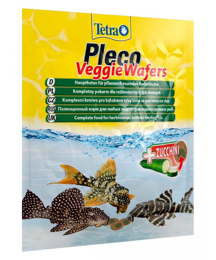 TetraPleco Veggie Wafers корм-пластинки с добавлением цуккини для донных рыб 15 г