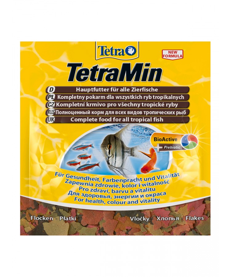 TetraMin корм для всех видов рыб в виде хлопьев 12 г (sachet)