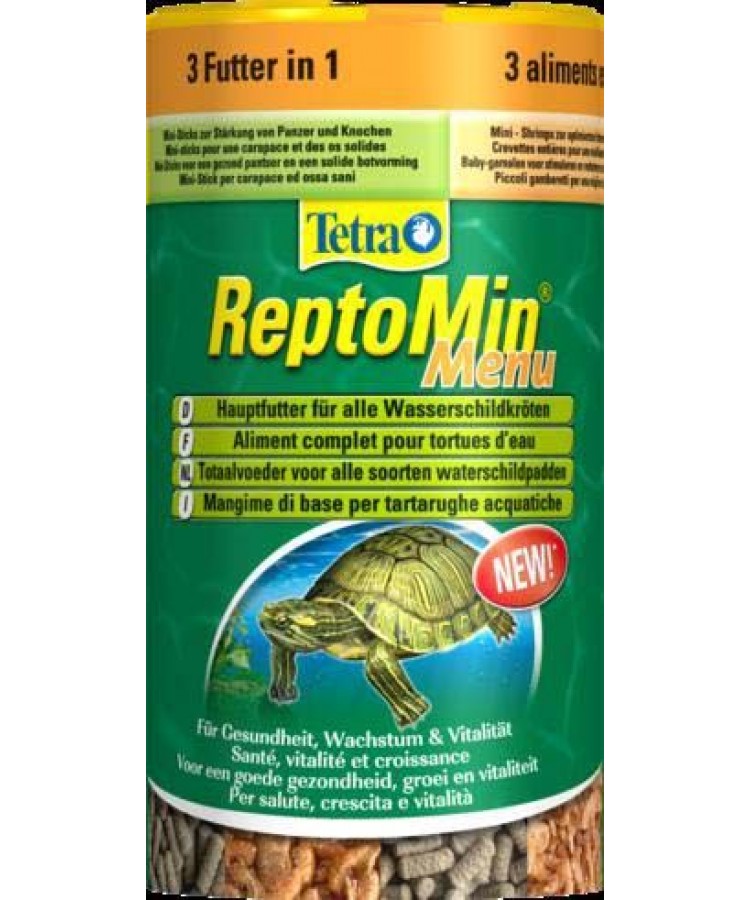 Tetra ReptoMin Menu корм для водных черепах (гранулы, креветки, криль) 250 мл