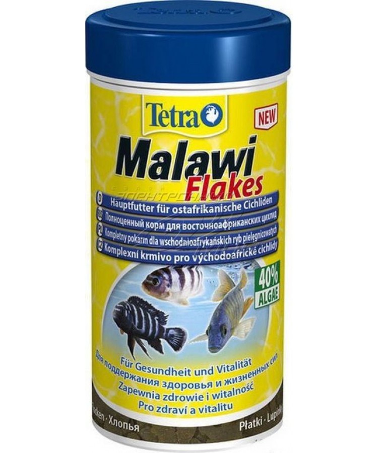 Tetra Malawi Flakes корм с водорослями для растительноядных рыб, хлопья 100 мл