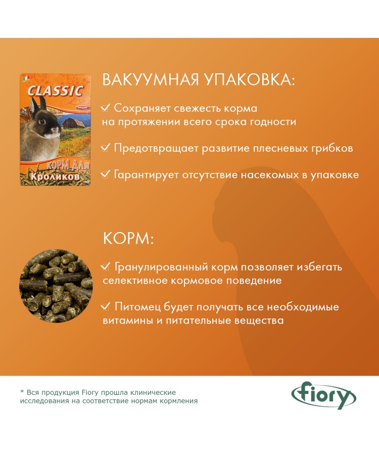 Корм Fiory Classic для кроликов, гранулированный 680 г