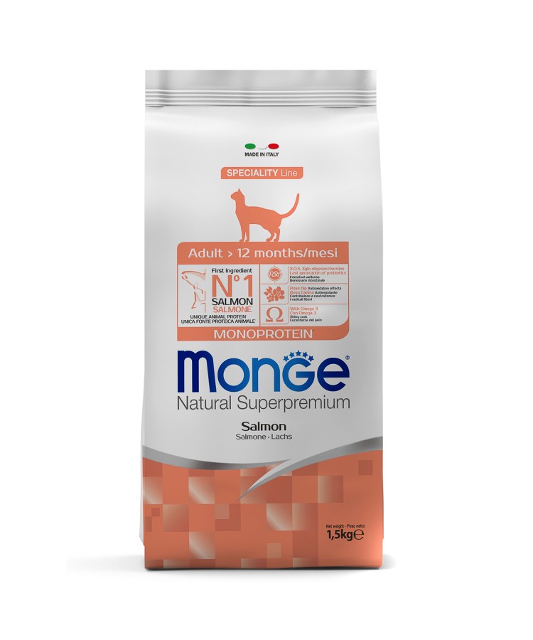 Сухой корм Monge Cat Speciality Line Monoprotein Adult для взрослых кошек, из лосося 1,5 кг