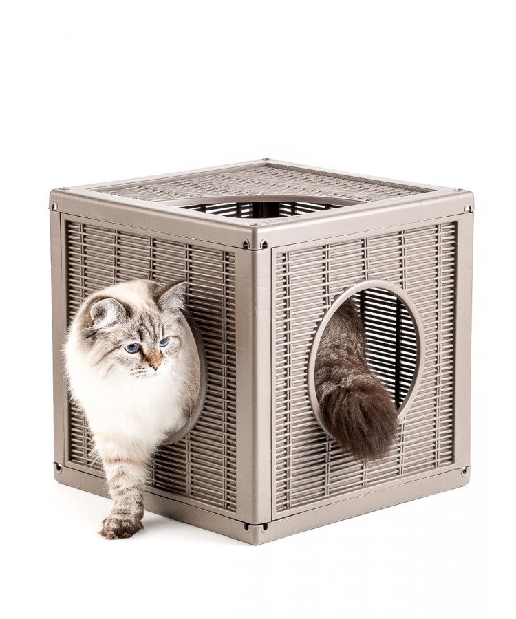 BAMA PET домик для кошек QUBLO 35x35x35h см, бежевый