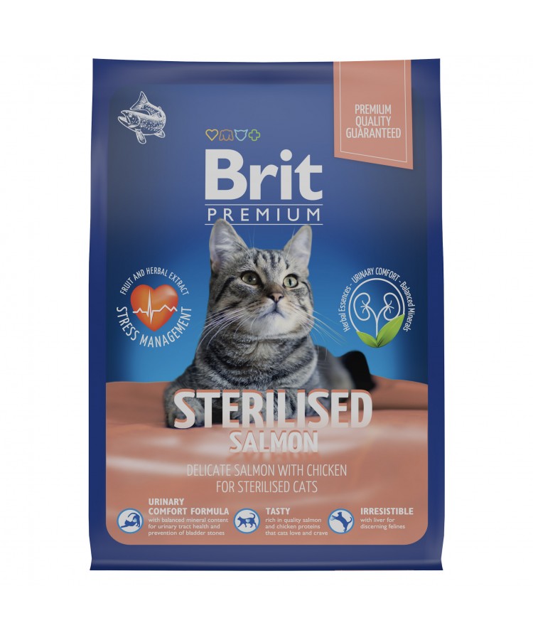 Brit Premium Cat Sterilised Salmon & Chicken с лососем и курицей для стерилизованных кошек 800 гр.