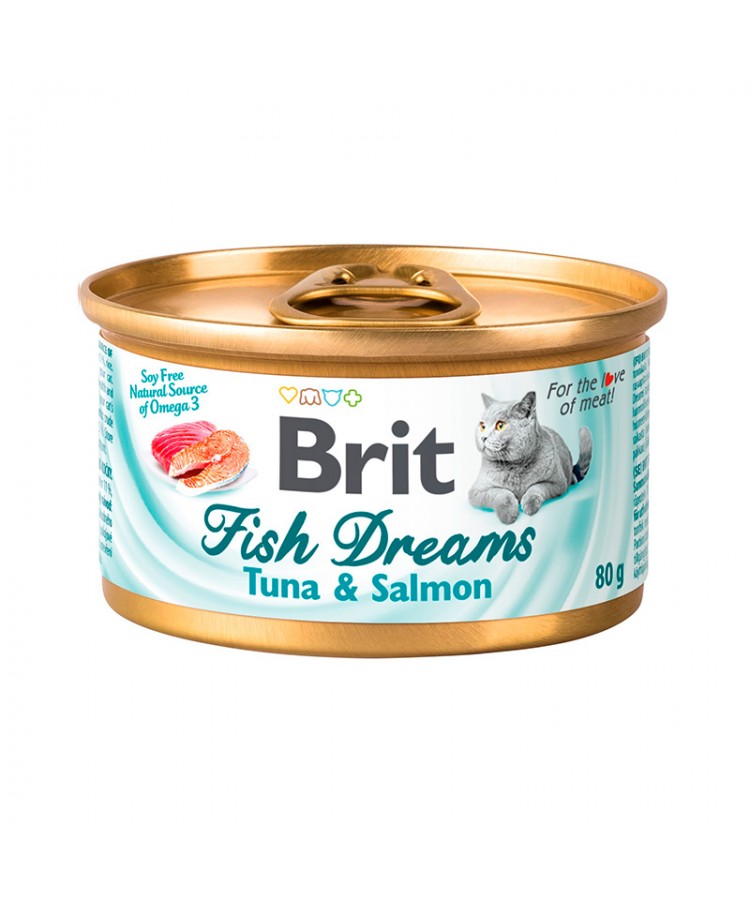 Консервы суперпремиум класса для кошек Brit Care Fish Dreams с тунцом и лососем 80 гр.