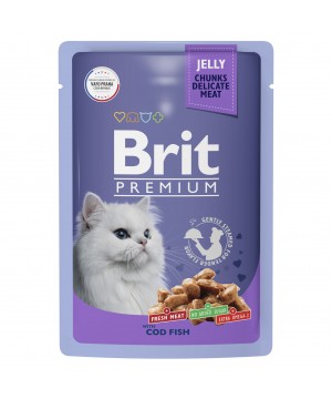 Brit (Брит) Premium Пауч треска в желе для взрослых кошек 85 гр.