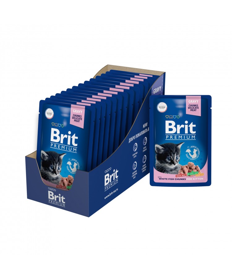 Brit Premium Пауч белая рыба в соусе для котят 85 гр.