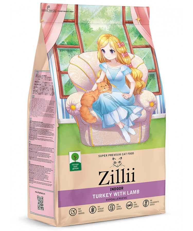 ZILLII (Зилли) Cat Adult Indoor 0,4кг индейка и ягненок сухой для домашних кошек