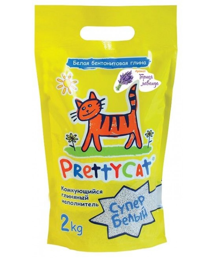 Наполнитель PrettyCat Супер Белый с ароматом лаванды комкующийся - 2 кг