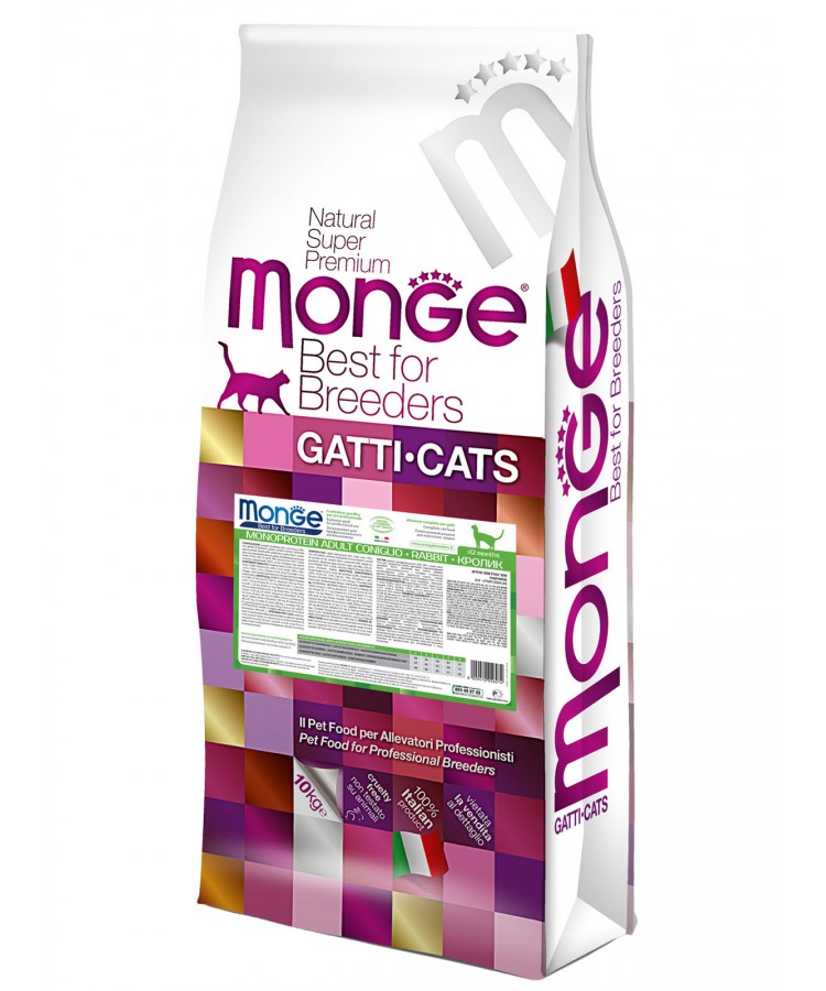 Monge Cat Monoprotein корм для взрослых кошек с кроликом 10 кг