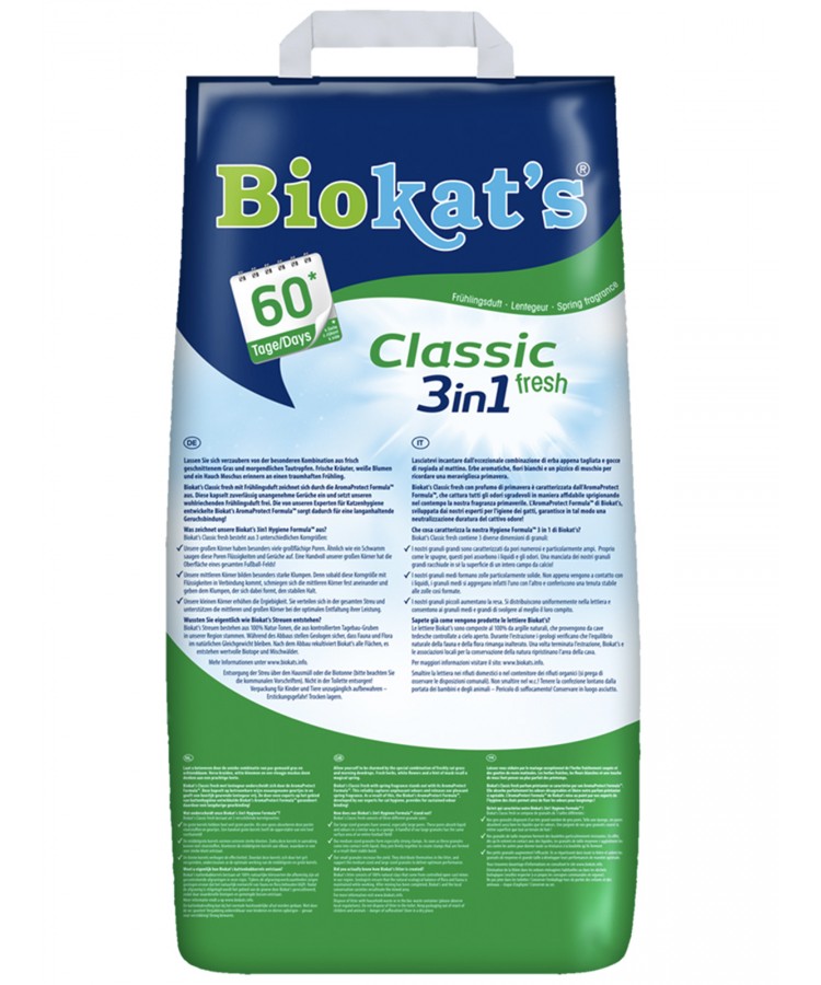 BIOKAT'S CLASSIC FRESH наполнитель комкующийся c ароматизатором 18 л (18 кг)