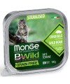 Влажный корм Monge Cat BWild GRAIN FREE для стерилизованных кошек, беззерновой, из кабана с овощами, консервы 100 г