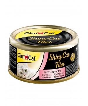 GimCat ShinyCat Filet консервы для кошек из цыпленка с креветками 70 г * 24 шт