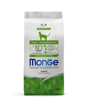 Сухой корм Monge Cat Speciality Line Monoprotein Adult для взрослых кошек, из кролика 1,5 кг