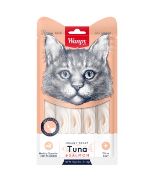 Wanpy Cat Лакомство для кошек «нежное пюре» из тунца и гребешка 70 г