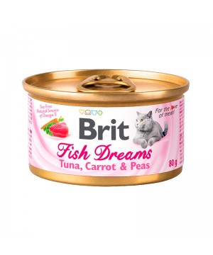 Консервы суперпремиум класса для кошек Brit (Брит) Care Fish Dreams с тунцом, морковью и горошком 80 гр.