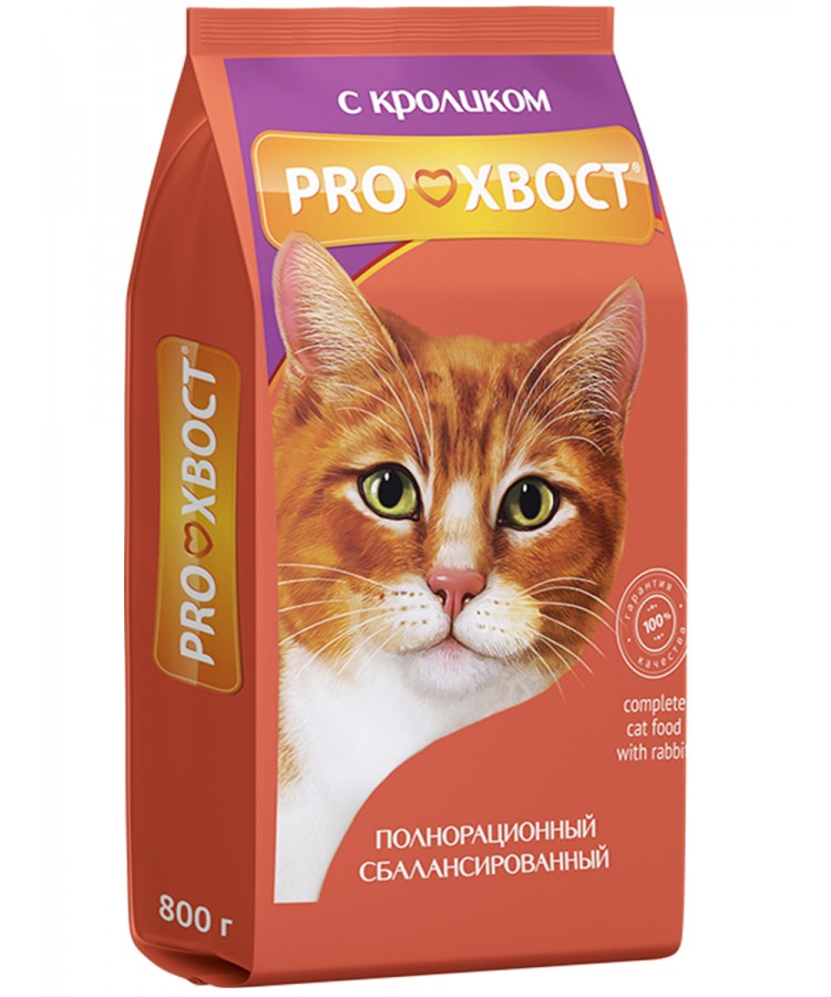 Сухой корм для кошек ProХвост кролик 0,8 кг