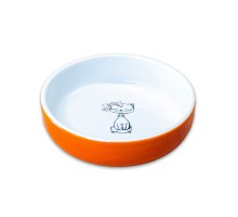 Миска Mr.Kranch керамическая для кошек Кошка с бантиком 370 мл оранжевая