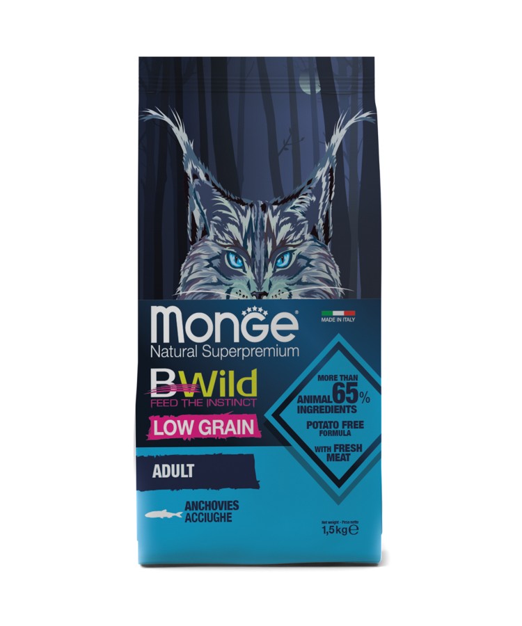 Monge BWild Cat Anchovies корм для взрослых кошек с анчоусами 1,5 кг