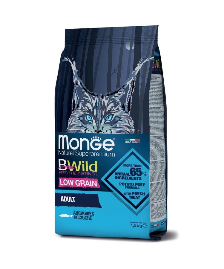 Monge BWild Cat Anchovies корм для взрослых кошек с анчоусами 1,5 кг