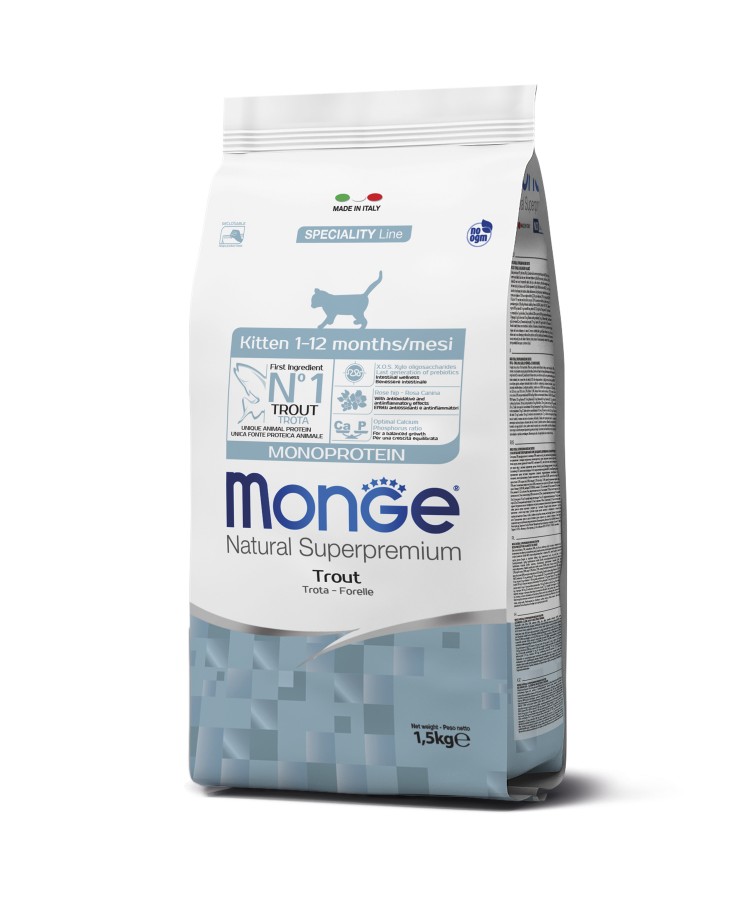 Сухой корм Monge Cat Speciality Line Monoprotein для котят и беременных кошек, из форели 1,5 кг