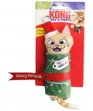 Игрушка KONG Holiday для кошек "Pull-A-Partz™" Кот-подарок, 14 см