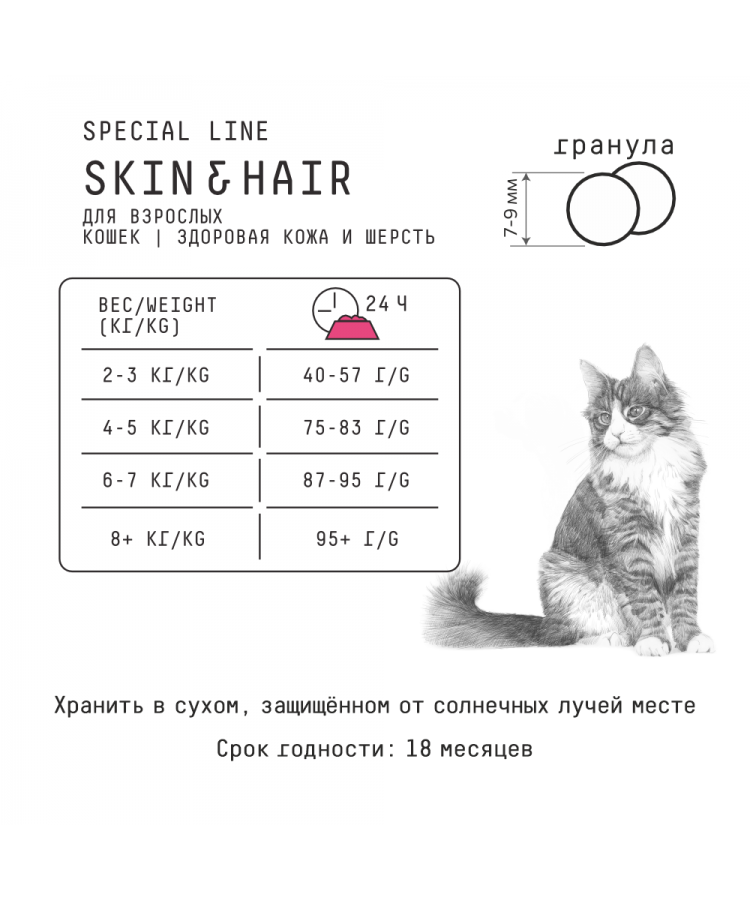 AJO Cat Skin & Hair Сухой корм для кошек здоровая кожа и красивая шерсть 1,5 кг