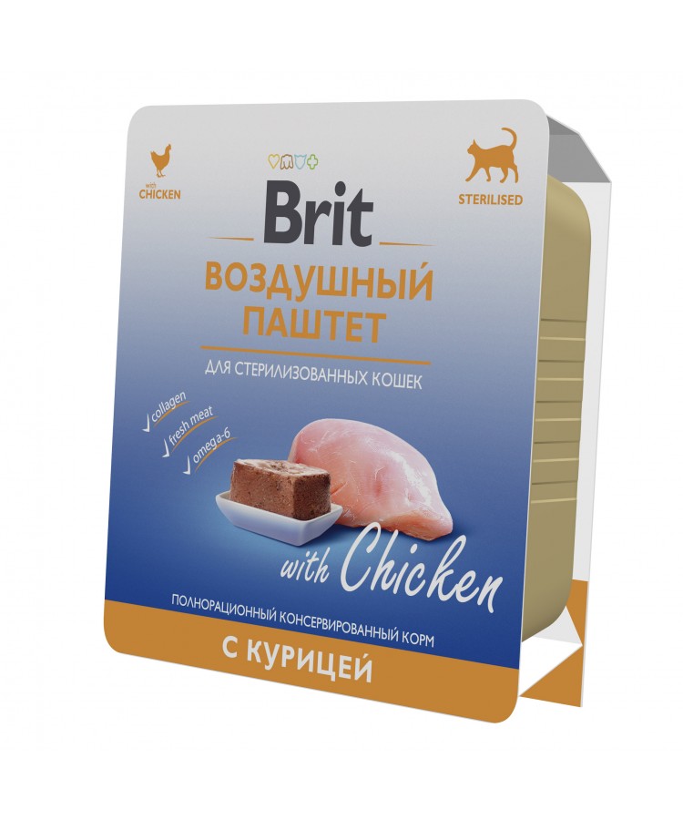 Brit Premium Воздушный паштет с курицей для взрослых стерилизованных кошек 100 гр.