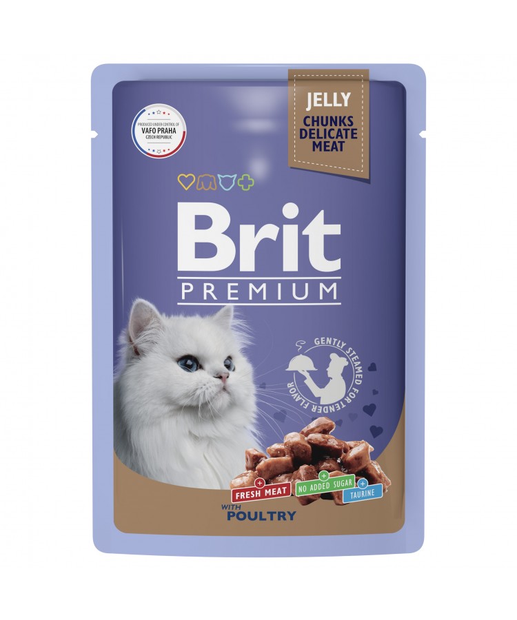 Brit Premium влажный корм ассорти из птицы в желе для взрослых кошек 85 гр.