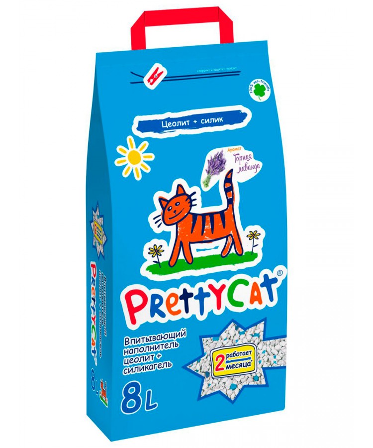 Наполнитель PrettyCat Naturel впитывающий глиняный с лавандой 4 кг (8л)