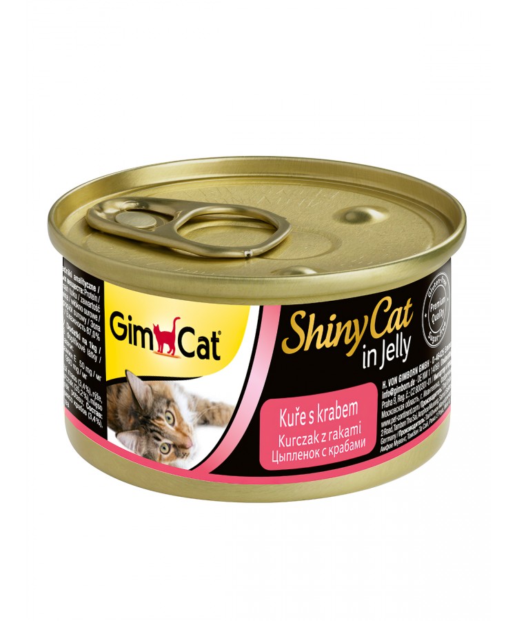 GimCat ShinyCat консервы для кошек из курицы с крабом 70 г * 24 шт