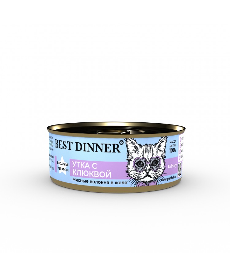 Крнсервы Best Dinner Vet Profi для кошек Urinary "Утка с клюквой" 0,1 кг