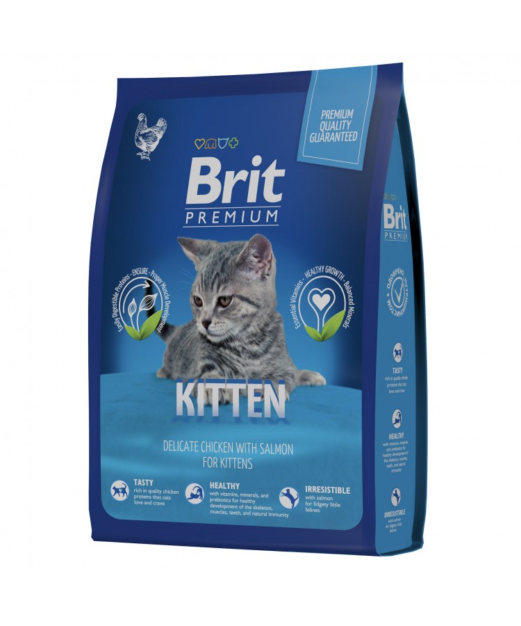 Brit Premium Cat Kitten с курицей и лососем для котят 400 гр.