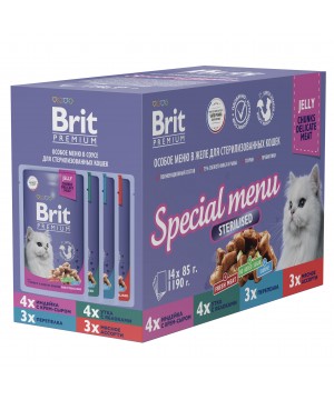 Brit (Брит) Premium Особое меню в желе для стерилизованных кошек 14*85 г