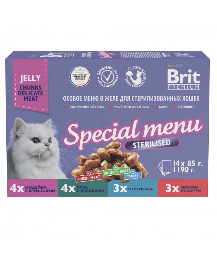 Brit Premium Особое меню в желе для стерилизованных кошек 14*85 г