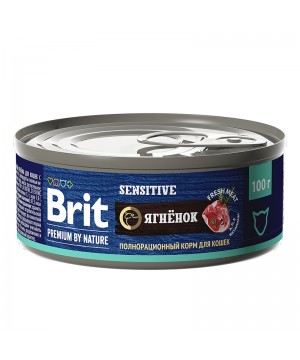 Brit (Брит) Premium by Nature консервы с мясом ягнёнка для кошек с чувствительным пищеварением 100 гр.