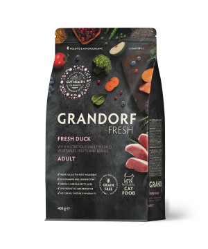 Беззерновой корм GRANDORF Fresh ADULT Duck & Sweet Potato (Свежее мясо утки с бататом для кошек) 400 г