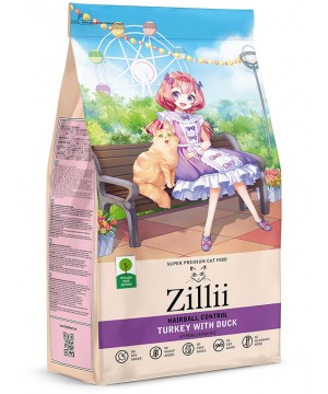 ZILLII (Зилли) Cat Hairball Control 0,4кг индейка и утка сухой для кошек, против комочков шерсти в желудке