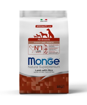 Cухой корм Monge Dog Speciality Line Puppy&Junior корм для щенков всех пород, из ягненка с рисом 800 г