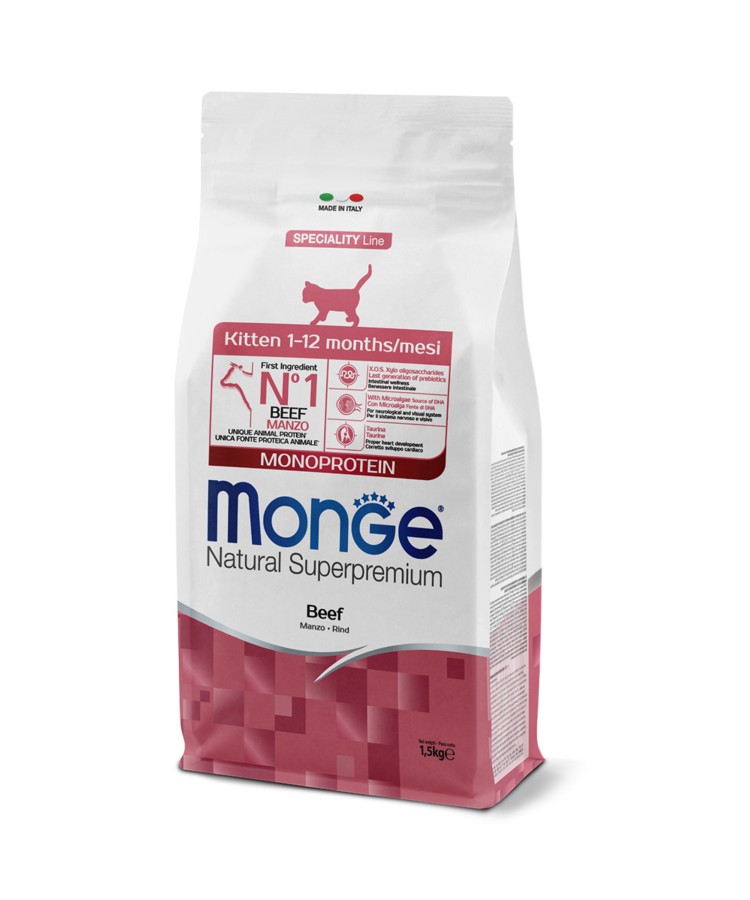 Сухой корм Monge Cat Speciality Line Monoprotein для котят и беременных кошек, из говядины 1,5 кг