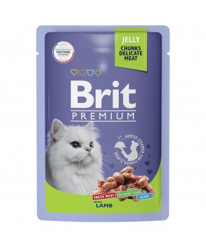 Brit (Брит) Premium влажный корм для взрослых кошек ягненок в желе 85 гр.