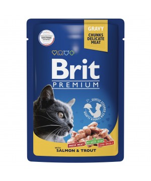 Brit (Брит) Premium Пауч лосось и форель в соусе для взрослых кошек 85 гр.