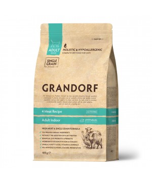 GRANDORF CAT 4 Meat PROBIOTIC INDOOR (4 мяса с пробиотиками для кошек) 400 гр.