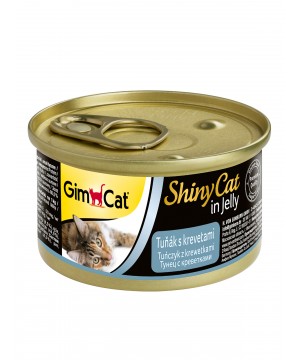 GimCat ShinyCat консервы для кошек из тунца с креветками 70 г * 24 шт