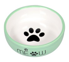 Миска Mr.Kranch керамическая для кошек MEOW 380 мл, зеленая