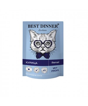 Паучи Best Dinner Vet Profi для кошек Renal кусочки в соусе с Курицей 0,085 кг