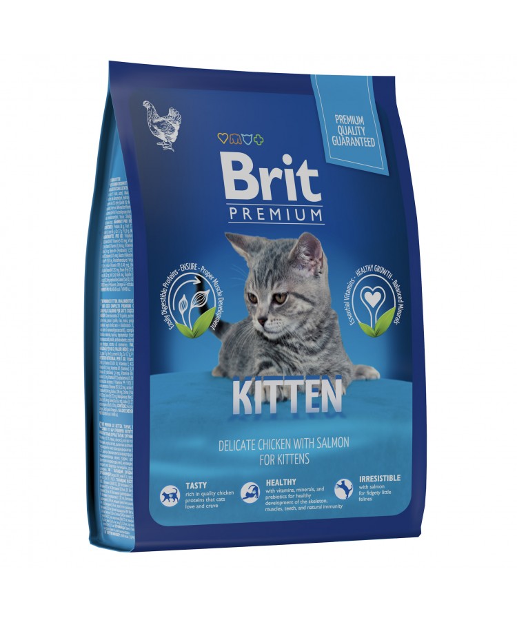 Brit Premium Cat Kitten с курицей и лососем для котят 2 кг