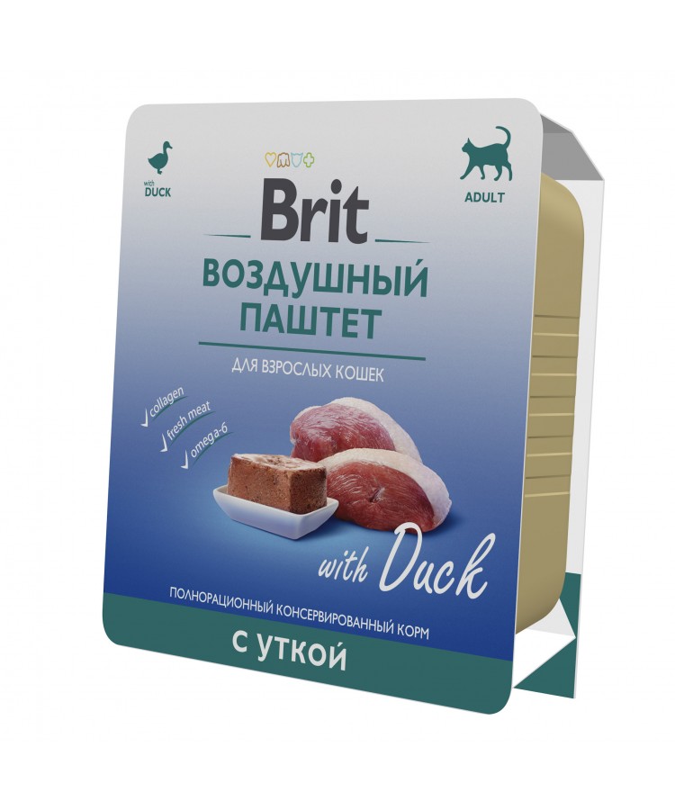 Brit Premium Воздушный паштет с уткой для взрослых кошек 100 гр.